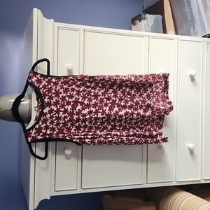 EUC Madewell Red off white Silk Canal Tank Top in Pressed Flower, Size Medium